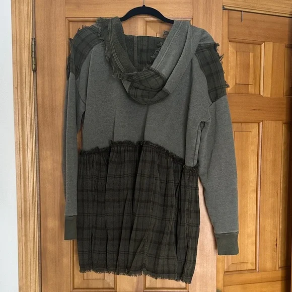 Free People Green and brown Layered Hoodie - Picture 3 of 6